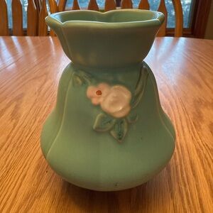 Vintage Turquoise Floral Weller Ceramic Vase